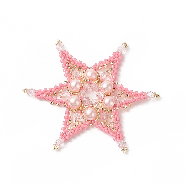 PandaHall Handmade Loom Pattern Seed Beads, with Baking Painted Pearlized Glass Pearl Round Beads, Star Pendants, Pink, 64x64x6mm Glass Star...
PandaHall Handmade Loom Pattern Seed Beads, with Baking Painted Pearlized Glass Pearl Round Beads, Star Pendants, Pink, 64x64x6mm Glass Star...