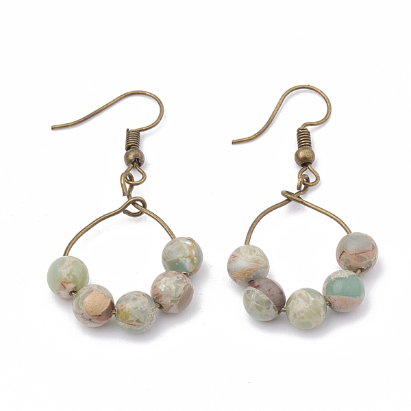 PandaHall Natural Aqua Terra Jasper Dangle Earrings, with Iron Findings, Round, Pale Turquoise, 45mm, Pin: 0.6mm, Pendant: 28x22mm Aqua..., Cyan
PandaHall Natural Aqua Terra Jasper Dangle Earrings, with Iron Findings, Round, Pale Turquoise, 45mm, Pin: 0.6mm, Pendant: 28x22mm Aqua..., Cyan