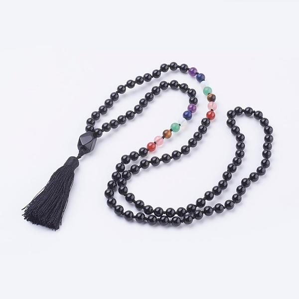 PandaHall Natural Black Agate Tassel Pendant Necklaces, with Gemstone Beads, Chakra Necklaces, 40.9 inch(104cm) Black Agate Black
PandaHall Natural Black Agate Tassel Pendant Necklaces, with Gemstone Beads, Chakra Necklaces, 40.9 inch(104cm) Black Agate Black