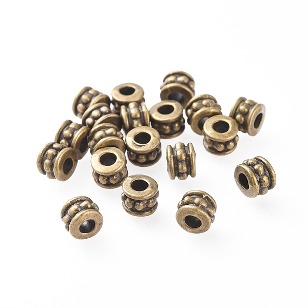 PandaHall Tibetan Style Beads, Alloy Beads, Lead Free & Cadmium Free, Column, Antique Bronze Color, 6x4.5mm, Hole: 2.5mm Alloy Column
PandaHall Tibetan Style Beads, Alloy Beads, Lead Free & Cadmium Free, Column, Antique Bronze Color, 6x4.5mm, Hole: 2.5mm Alloy Column