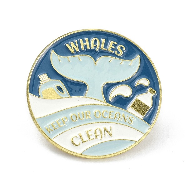 PandaHall Keep the Oceans Clean Alloy Enamel Brooches, Enamel Pin, Flat Round with Whale, Light Cyan, 26x10mm Alloy+Enamel Word
PandaHall Keep the Oceans Clean Alloy Enamel Brooches, Enamel Pin, Flat Round with Whale, Light Cyan, 26x10mm Alloy+Enamel Word