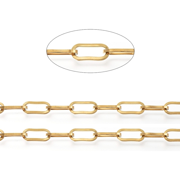 PandaHall 3.28 Feet Ion Plating(IP) 304 Stainless Steel Paperclip Chains, Unwelded, Flat Oval, Golden, 13.5x6x1.5mm 304 Stainless Steel
PandaHall 3.28 Feet Ion Plating(IP) 304 Stainless Steel Paperclip Chains, Unwelded, Flat Oval, Golden, 13.5x6x1.5mm 304 Stainless Steel