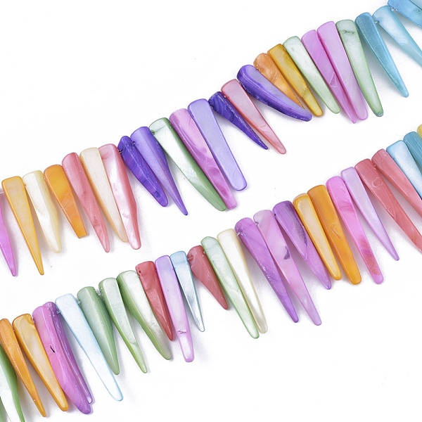 PandaHall Freshwater Shell Beads Strands, Dyed, Tusk Shape, Colorful, 19~42x4~8x3~6mm, Hole: 1mm, about 58pcs/strand, 14.37 inch(36.5cm)...
PandaHall Freshwater Shell Beads Strands, Dyed, Tusk Shape, Colorful, 19~42x4~8x3~6mm, Hole: 1mm, about 58pcs/strand, 14.37 inch(36.5cm)...