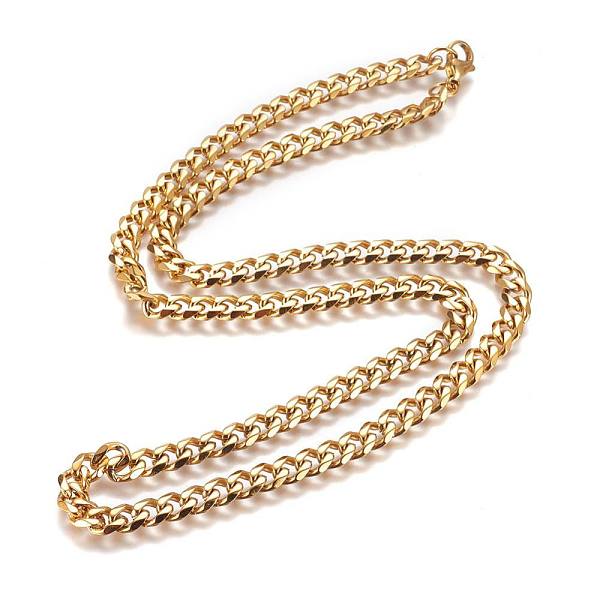 PandaHall 304 Stainless Steel Cuban Link Chain Necklaces, with Lobster Claw Clasps, Golden, 23.4 inch(59.5cm), 7mm 304 Stainless Steel
PandaHall 304 Stainless Steel Cuban Link Chain Necklaces, with Lobster Claw Clasps, Golden, 23.4 inch(59.5cm), 7mm 304 Stainless Steel