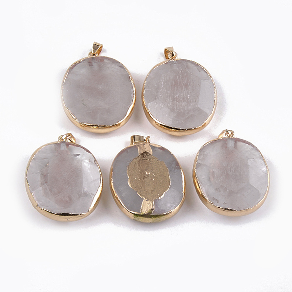 PandaHall Golden Plated Natural Quartz Crystal Pendants, with Iron Findings, Faceted, Flat Round, 42~43x32~33x8~13mm, Hole: 4.5x7mm Quartz...
PandaHall Golden Plated Natural Quartz Crystal Pendants, with Iron Findings, Faceted, Flat Round, 42~43x32~33x8~13mm, Hole: 4.5x7mm Quartz...