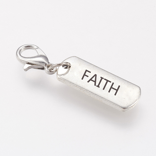 PandaHall Tibetan Style Alloy Rectangle Pendants, Inspirational Message Pendants, with Word Faith, Antique Silver, 8x21x2mm, Hole: 2mm Alloy...
PandaHall Tibetan Style Alloy Rectangle Pendants, Inspirational Message Pendants, with Word Faith, Antique Silver, 8x21x2mm, Hole: 2mm Alloy...