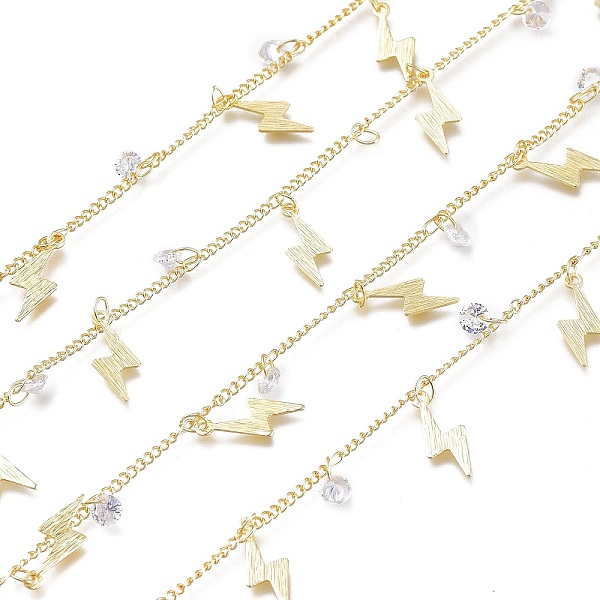 PandaHall 3.28 Feet Brass Curb Chains, with Cubic Zirconia and Lightning Charms, Soldered, Long-Lasting Plated, Golden, Link: 2x1.5x0.3mm... 
PandaHall 3.28 Feet Brass Curb Chains, with Cubic Zirconia and Lightning Charms, Soldered, Long-Lasting Plated, Golden, Link: 2x1.5x0.3mm...