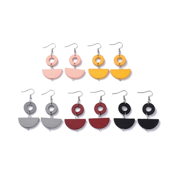 PandaHall Painted Wood Dangle Earrings, with Stainless Steel Hoop, Ring and Half Round, Mixed Color, 64.6mm, Pin: 0.7mm Wood Multicolor
PandaHall Painted Wood Dangle Earrings, with Stainless Steel Hoop, Ring and Half Round, Mixed Color, 64.6mm, Pin: 0.7mm Wood Multicolor