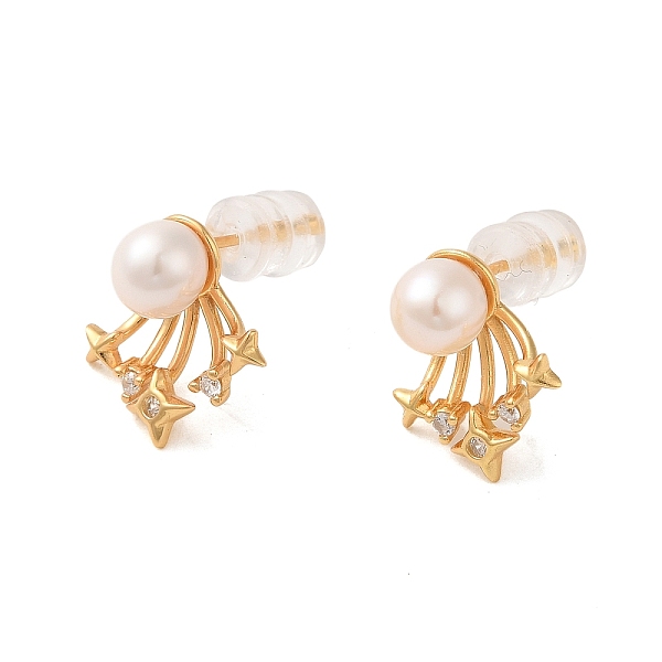 PandaHall Sterling Silver Stud Earrings Micro Pave Clear Cubic Zirconia, with Natural Pearl, Jewely for Women, Star, Real 18K Gold Plated...
PandaHall Sterling Silver Stud Earrings Micro Pave Clear Cubic Zirconia, with Natural Pearl, Jewely for Women, Star, Real 18K Gold Plated...