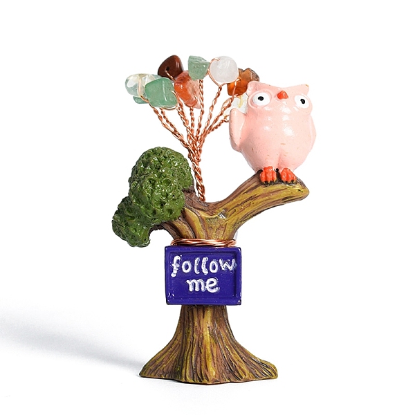 PandaHall Resin Display Decorations, Reiki Energy Stone Feng Shui Ornament, with Natural Gemstone Tree and Copper Wire, Tree with Owl...
PandaHall Resin Display Decorations, Reiki Energy Stone Feng Shui Ornament, with Natural Gemstone Tree and Copper Wire, Tree with Owl...