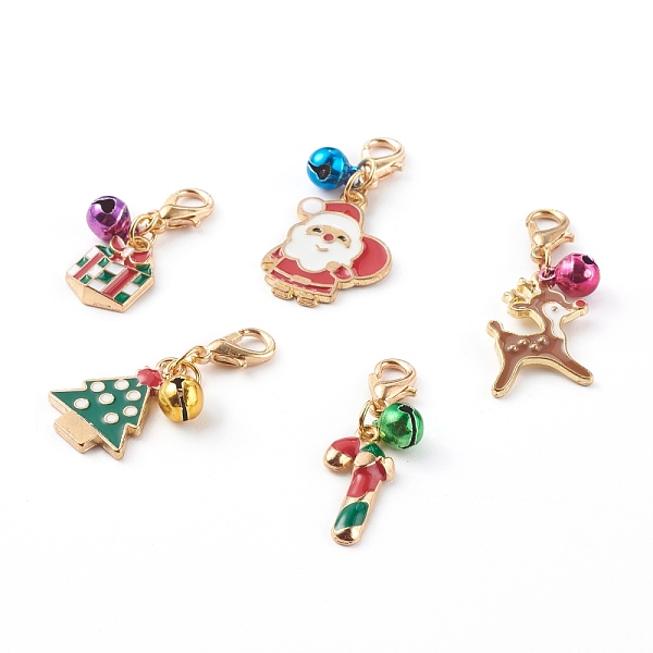 PandaHall Christmas Theme Light Gold Alloy Enamel Pendants, with Lobster Claw Clasps and Bell Charms, Christmas Gift & Candy Cane & Santa..., Multicolor
PandaHall Christmas Theme Light Gold Alloy Enamel Pendants, with Lobster Claw Clasps and Bell Charms, Christmas Gift & Candy Cane & Santa..., Multicolor
