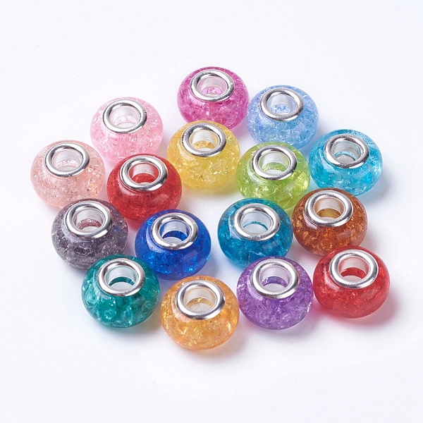 PandaHall Resin European Beads, with Silver Color Plated Brass Single Core, Rondelle, Mixed Color, 14x9mm, Hole: 5mm Resin Rondelle..., Multicolor
PandaHall Resin European Beads, with Silver Color Plated Brass Single Core, Rondelle, Mixed Color, 14x9mm, Hole: 5mm Resin Rondelle..., Multicolor