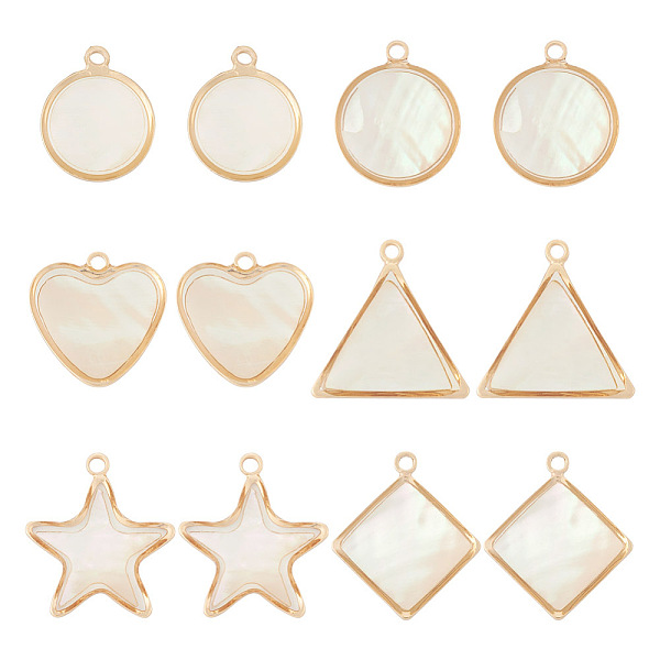 PandaHall 12Pcs 6 Styles Natural Shell Pendants, Geomatric Charms, with Golden Tone Alloy and Brass Findings, Flat Round & Star & Rhombus..., White
PandaHall 12Pcs 6 Styles Natural Shell Pendants, Geomatric Charms, with Golden Tone Alloy and Brass Findings, Flat Round & Star & Rhombus..., White