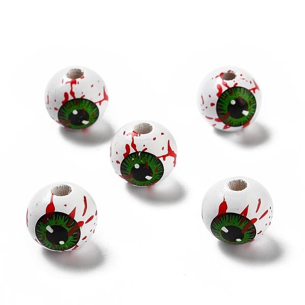 PandaHall Halloween Spray Painted Wood Beads, Round with Green Bloody Eyes Pattern, White, 15.5~16x14.5~15mm, Hole: 4mm Wood Round White
PandaHall Halloween Spray Painted Wood Beads, Round with Green Bloody Eyes Pattern, White, 15.5~16x14.5~15mm, Hole: 4mm Wood Round White