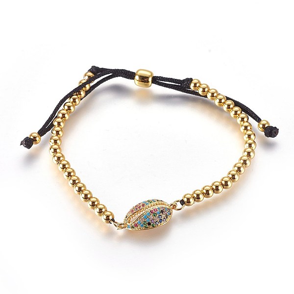 PandaHall Adjustable Brass Micro Pave Cubic Zirconia Beaded Bracelets, with Nylon Cord, Cowrie Shell Shape, Golden, Colorful, 10-1/4 inch...
PandaHall Adjustable Brass Micro Pave Cubic Zirconia Beaded Bracelets, with Nylon Cord, Cowrie Shell Shape, Golden, Colorful, 10-1/4 inch...