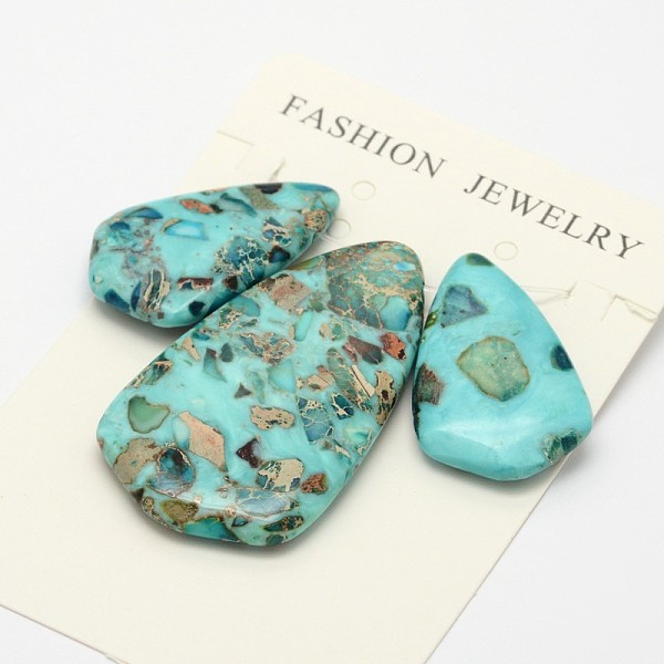 PandaHall Assembled Synthetic Dyed Gemstone and Imperial Jasper Pendant Sets, teardrop, Turquoise, 33~50x20~28x6~6.5mm, Hole: 1.5mm Imperial..., Green
PandaHall Assembled Synthetic Dyed Gemstone and Imperial Jasper Pendant Sets, teardrop, Turquoise, 33~50x20~28x6~6.5mm, Hole: 1.5mm Imperial..., Green