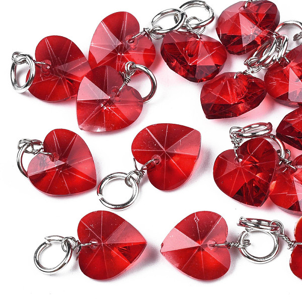 PandaHall Faceted Transparent Glass Charms, with Iron Jump Ring, Heart, Red, 13~14x10x5~6mm, Hole: 4mm Iron+Glass Heart Red
PandaHall Faceted Transparent Glass Charms, with Iron Jump Ring, Heart, Red, 13~14x10x5~6mm, Hole: 4mm Iron+Glass Heart Red