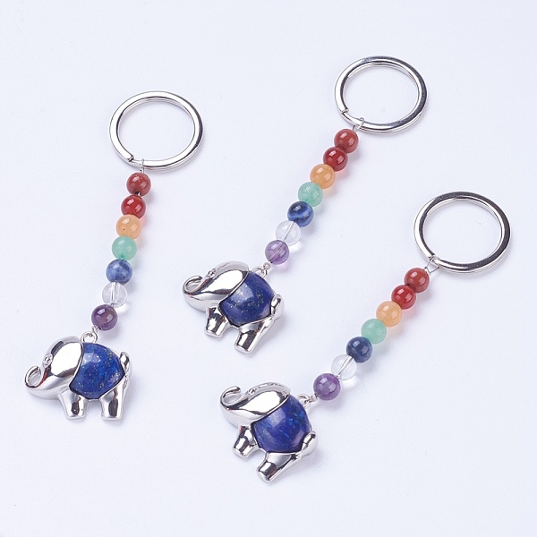 PandaHall Natural Lapis Lazuli Chakra Keychain, with Mixed Stone and Platinum Plated Brass Key Findings, Elephant, 92mm, Ring: 24x2mm, Bead...
PandaHall Natural Lapis Lazuli Chakra Keychain, with Mixed Stone and Platinum Plated Brass Key Findings, Elephant, 92mm, Ring: 24x2mm, Bead...