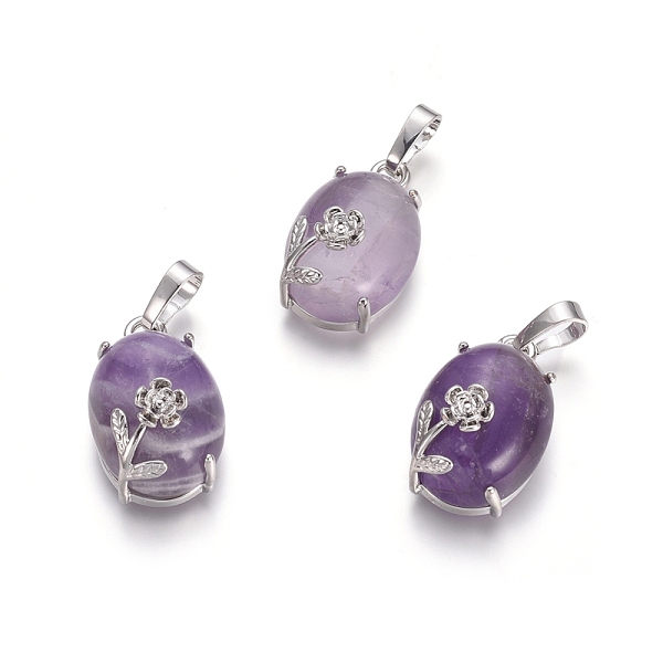PandaHall Natural Amethyst Pendants, with Platinum Tone Brass Findings, Oval with Flower, 22x13.8x10.3mm, Hole: 6x3.5mm Amethyst Oval
PandaHall Natural Amethyst Pendants, with Platinum Tone Brass Findings, Oval with Flower, 22x13.8x10.3mm, Hole: 6x3.5mm Amethyst Oval