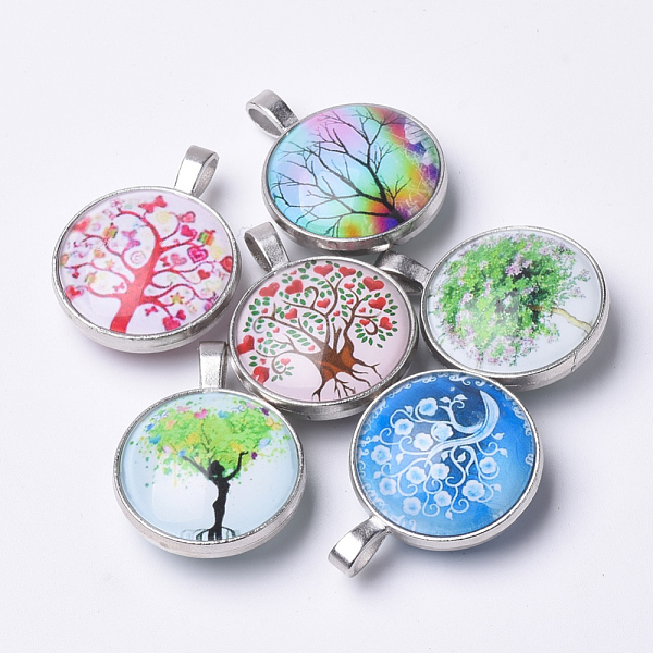 PandaHall Glass Pendants, with Brass Findings, Flat Round, Tree of Life Theme, Platinum, Mixed Color, 36x27x14mm, Hole: 3.5x7mm Brass+Glass..., Multicolor
PandaHall Glass Pendants, with Brass Findings, Flat Round, Tree of Life Theme, Platinum, Mixed Color, 36x27x14mm, Hole: 3.5x7mm Brass+Glass..., Multicolor