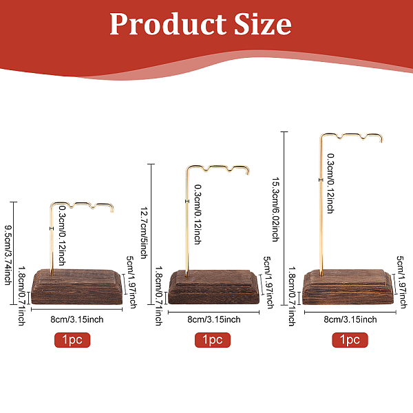 PandaHall 3 Sets 3 Sizes Iron Earring Display Stand Sets, with Coconut Brown Wooden Bases, L Shape, Golden, Finish Product: 8x5x9.5~15.3cm...
PandaHall 3 Sets 3 Sizes Iron Earring Display Stand Sets, with Coconut Brown Wooden Bases, L Shape, Golden, Finish Product: 8x5x9.5~15.3cm...