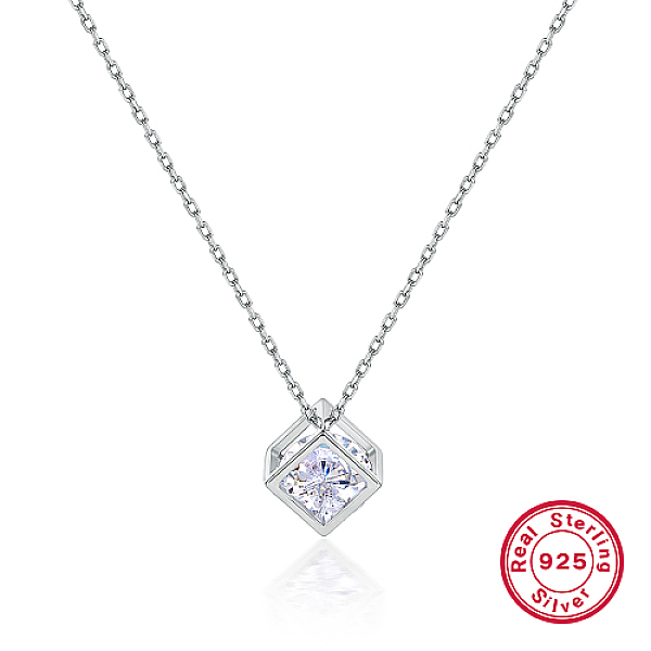 PandaHall Rhodium Plated 925 Sterling Silver Cube Pendant Necklaces with Cubic Zirconia, Platinum, 15.35 inch(39cm) Sterling Silver Cube
PandaHall Rhodium Plated 925 Sterling Silver Cube Pendant Necklaces with Cubic Zirconia, Platinum, 15.35 inch(39cm) Sterling Silver Cube