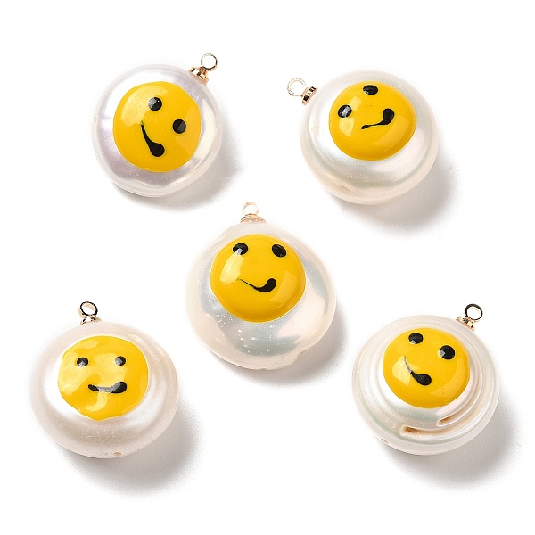 PandaHall Natural Pearl Pendants with Enamel, Smiling Face Print Flat Round Charms with Golden Tone Brass Pendant Bails, Seashell Color...
PandaHall Natural Pearl Pendants with Enamel, Smiling Face Print Flat Round Charms with Golden Tone Brass Pendant Bails, Seashell Color...