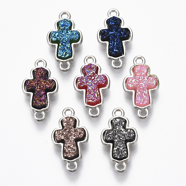 PandaHall Alloy Links, with Druzy Resin Cabochons, Cross, Platinum, Mixed Color, 19x10.5x4mm, Hole: 1.4mm Alloy+Resin Cross Multicolor
PandaHall Alloy Links, with Druzy Resin Cabochons, Cross, Platinum, Mixed Color, 19x10.5x4mm, Hole: 1.4mm Alloy+Resin Cross Multicolor