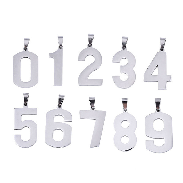 PandaHall 201 Stainless Steel Pendants, Laser Cut, Number, Stainless Steel Color, Mixed, 32~36.5x11~21x1.5mm, Hole: 4.5x5mm Stainless Steel...
PandaHall 201 Stainless Steel Pendants, Laser Cut, Number, Stainless Steel Color, Mixed, 32~36.5x11~21x1.5mm, Hole: 4.5x5mm Stainless Steel...