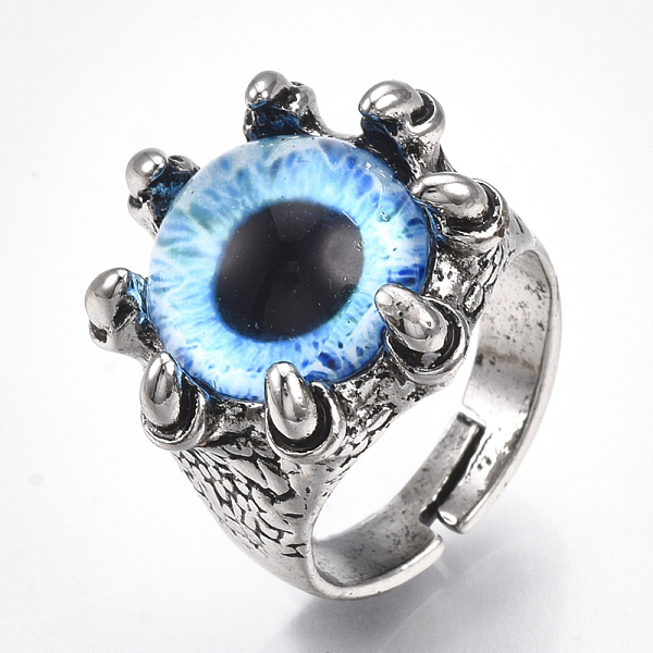 PandaHall Adjustable Alloy Glass Finger Rings, Wide Band Rings, Dragon Eye, Antique Silver, Deep Sky Blue, Size 8, 18mm Glass Blue
PandaHall Adjustable Alloy Glass Finger Rings, Wide Band Rings, Dragon Eye, Antique Silver, Deep Sky Blue, Size 8, 18mm Glass Blue