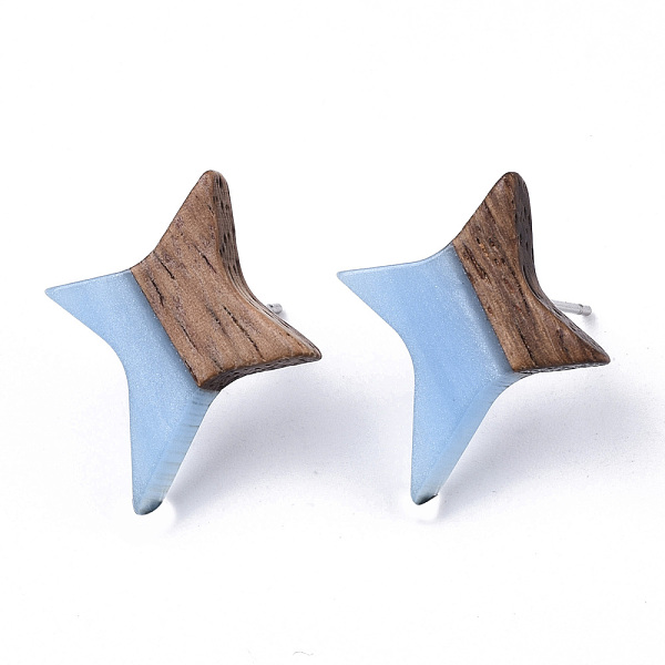 PandaHall Resin & Walnut Wood Stud Earrings, with 304 Stainless Steel Pin, Star, Deep Sky Blue, 21x17~18mm, Pin: 0.7mm Resin Star Blue
PandaHall Resin & Walnut Wood Stud Earrings, with 304 Stainless Steel Pin, Star, Deep Sky Blue, 21x17~18mm, Pin: 0.7mm Resin Star Blue