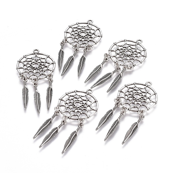 PandaHall Tibetan Style Alloy Pendants, Woven Net/Web with Feather, Lead Free & Nickel Free & Cadmium Free, Thailand Sterling Silver Plated...
PandaHall Tibetan Style Alloy Pendants, Woven Net/Web with Feather, Lead Free & Nickel Free & Cadmium Free, Thailand Sterling Silver Plated...