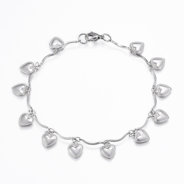 PandaHall 304 Stainless Steel Charm Bracelets, Heart, Stainless Steel Color, 8-1/4 inch(210mm) 304 Stainless Steel
PandaHall 304 Stainless Steel Charm Bracelets, Heart, Stainless Steel Color, 8-1/4 inch(210mm) 304 Stainless Steel