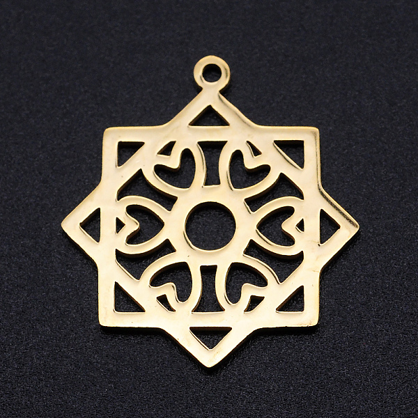 PandaHall 201 Stainless Steel Pendants, Filigree Joiners Findings, Laser Cut, Flower, Golden, 25x22.5x1mm, Hole: 1.5mm 201 Stainless Steel...
PandaHall 201 Stainless Steel Pendants, Filigree Joiners Findings, Laser Cut, Flower, Golden, 25x22.5x1mm, Hole: 1.5mm 201 Stainless Steel...