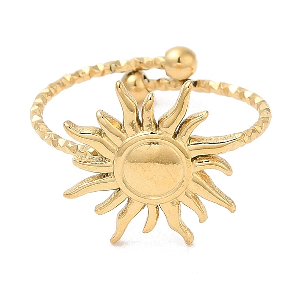 PandaHall Ion Plating(IP) 304 Stainless Steel Sun Open Cuff Ring for Women, Real 18K Gold Plated, US Size 7 1/2(17.7mm) 304 Stainless Steel
PandaHall Ion Plating(IP) 304 Stainless Steel Sun Open Cuff Ring for Women, Real 18K Gold Plated, US Size 7 1/2(17.7mm) 304 Stainless Steel