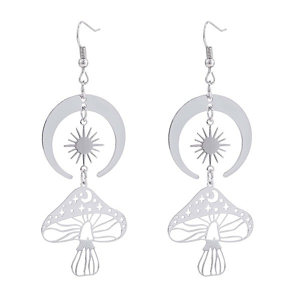 PandaHall Moon Sun with Mushroom Alloy Long Dangle Earrings for Women, Platinum, 82x30mm, Pin: 0.8mm Alloy
PandaHall Moon Sun with Mushroom Alloy Long Dangle Earrings for Women, Platinum, 82x30mm, Pin: 0.8mm Alloy