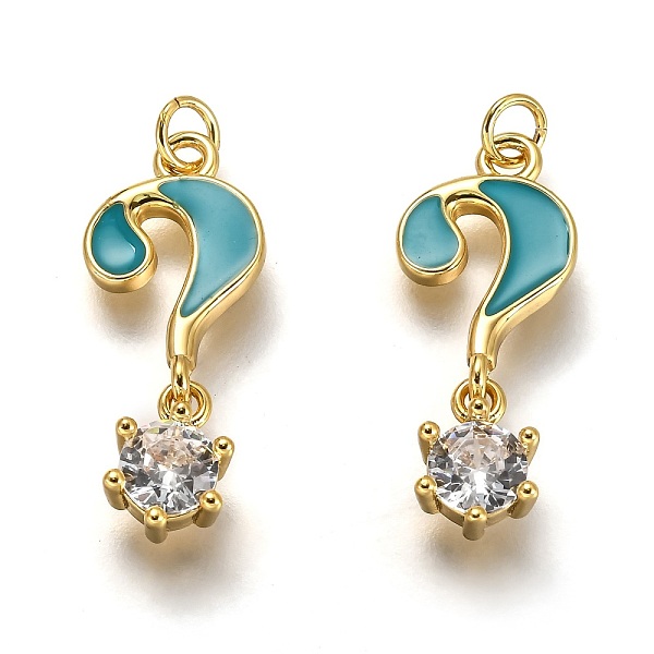 PandaHall Brass Micro Pave Clear Cubic Zirconia Pendants, Long-Lasting Plated, with Jump Rings & Dark Cyan Enamel, Punctuation, Query, Real...
PandaHall Brass Micro Pave Clear Cubic Zirconia Pendants, Long-Lasting Plated, with Jump Rings & Dark Cyan Enamel, Punctuation, Query, Real...