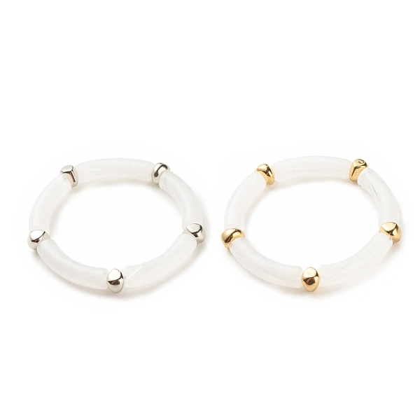 PandaHall 2Pcs 2 Color White Acrylic Curved Tube Chunky Stretch Bracelets Set with CCB Plastic for Women, Platinum & Golden, Inner Diameter...
PandaHall 2Pcs 2 Color White Acrylic Curved Tube Chunky Stretch Bracelets Set with CCB Plastic for Women, Platinum & Golden, Inner Diameter...