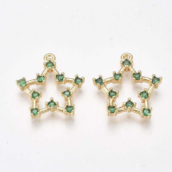 PandaHall Brass Cubic Zirconia Pendants, Nickel Free, Real 18K Gold Plated, Star, Green, 18x16.5x2.5mm, Hole: 1mm Brass+Cubic Zirconia Star...
PandaHall Brass Cubic Zirconia Pendants, Nickel Free, Real 18K Gold Plated, Star, Green, 18x16.5x2.5mm, Hole: 1mm Brass+Cubic Zirconia Star...