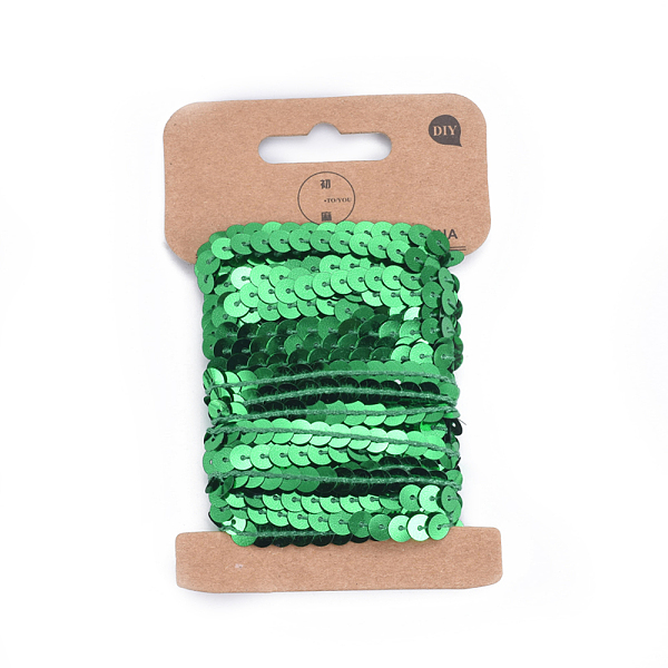 PandaHall Plastic Paillette/Sequins Chain Rolls, Green, 6x0.8mm, about 5yards/card Plastic Disc Green
PandaHall Plastic Paillette/Sequins Chain Rolls, Green, 6x0.8mm, about 5yards/card Plastic Disc Green