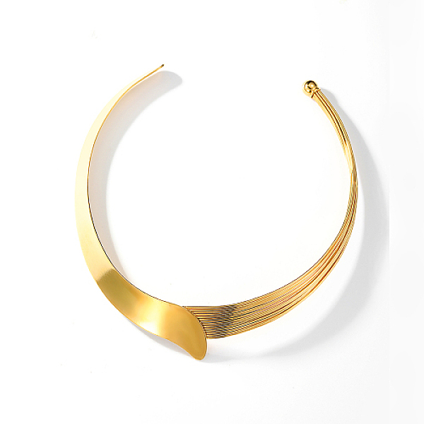 PandaHall Stainless Steel Choker Necklace, Rigid Necklaces, Real 18K Gold Plated, No Size Stainless Steel
PandaHall Stainless Steel Choker Necklace, Rigid Necklaces, Real 18K Gold Plated, No Size Stainless Steel