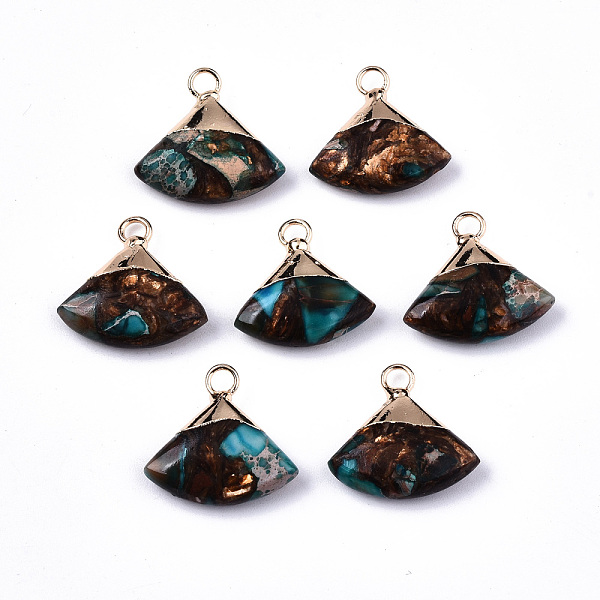 PandaHall Fan Assembled Synthetic Bronzite and Regalite/Imperial Jasper Pendants, with Iron Loop and Light Gold Plated Brass Top, Dyed, Deep...
PandaHall Fan Assembled Synthetic Bronzite and Regalite/Imperial Jasper Pendants, with Iron Loop and Light Gold Plated Brass Top, Dyed, Deep...
