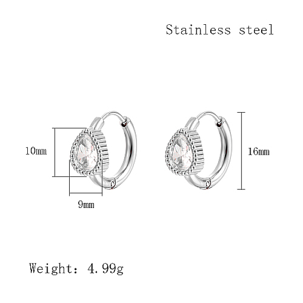 PandaHall Cubic Zirconia Hoop Earrings, 304 Stainless Steel Earrings, Teardrop, 16x9mm. Cubic Zirconia Teardrop Clear
PandaHall Cubic Zirconia Hoop Earrings, 304 Stainless Steel Earrings, Teardrop, 16x9mm. Cubic Zirconia Teardrop Clear