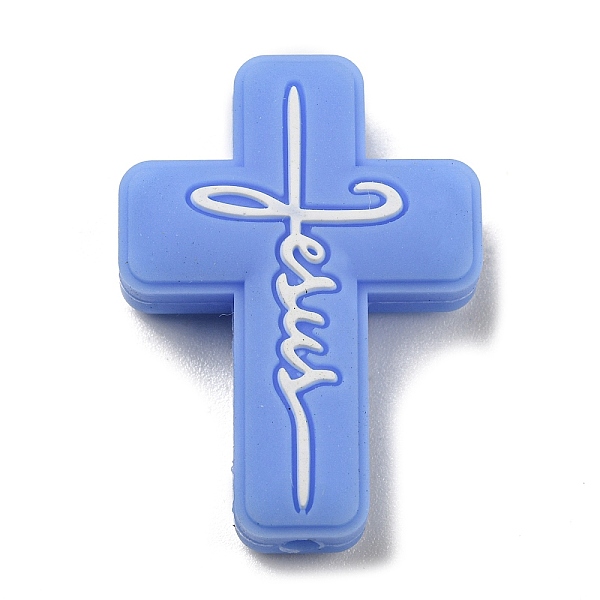 PandaHall Cross with Word Jesus Silicone Focal Beads, Chewing Beads For Teethers, DIY Nursing Necklaces Making, Cornflower Blue, 30x22x8mm...
PandaHall Cross with Word Jesus Silicone Focal Beads, Chewing Beads For Teethers, DIY Nursing Necklaces Making, Cornflower Blue, 30x22x8mm...