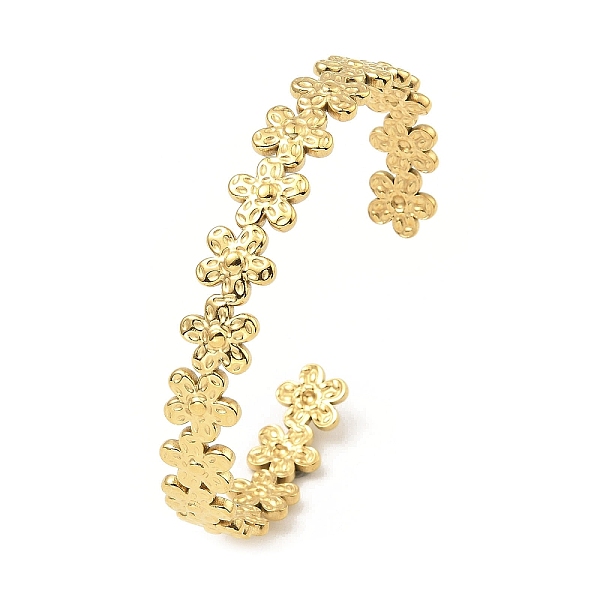 PandaHall 304 Stainless Steel Cuff Bangles, Flower, Golden, Inner Diameter: 2-1/4 inch(5.55cm) 304 Stainless Steel Flower
PandaHall 304 Stainless Steel Cuff Bangles, Flower, Golden, Inner Diameter: 2-1/4 inch(5.55cm) 304 Stainless Steel Flower