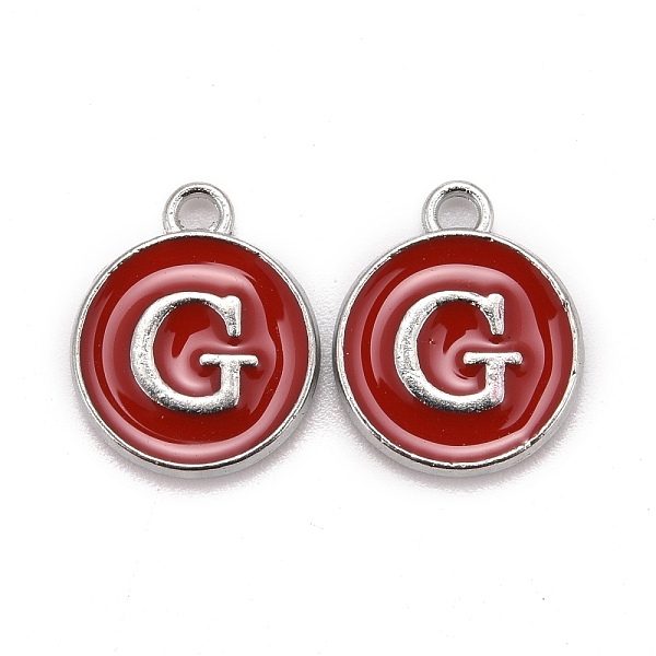PandaHall Platinum Plated Alloy Enamel Charms, Cadmium Free & Lead Free, Enamelled Sequins, Flat Round with Letter, Red, Letter.G, 14x12x2mm...
PandaHall Platinum Plated Alloy Enamel Charms, Cadmium Free & Lead Free, Enamelled Sequins, Flat Round with Letter, Red, Letter.G, 14x12x2mm...