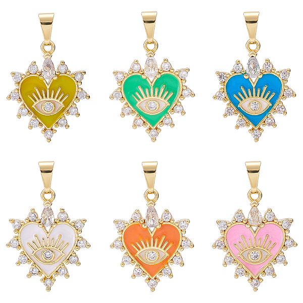 PandaHall 6Pcs 6 Colors Brass Clear Cubic Zirconia Pendants, with Enamel, Long-Lasting Plated, Real 18K Gold Plated, Heart and Eye, Mixed..., Multicolor
PandaHall 6Pcs 6 Colors Brass Clear Cubic Zirconia Pendants, with Enamel, Long-Lasting Plated, Real 18K Gold Plated, Heart and Eye, Mixed..., Multicolor