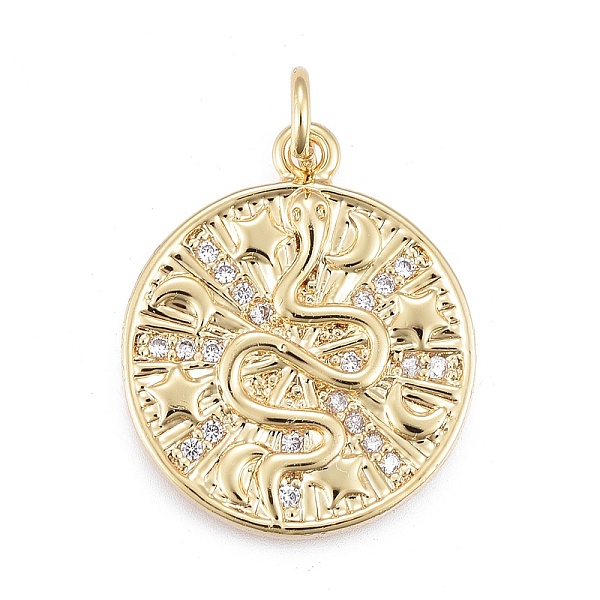 PandaHall Brass Micro Pave Cubic Zirconia Pendants, with Jump Ring, Flat Round with Snake, Golden, Clear, 20x18x2mm, Hole: 3.5mm, Jump Ring...
PandaHall Brass Micro Pave Cubic Zirconia Pendants, with Jump Ring, Flat Round with Snake, Golden, Clear, 20x18x2mm, Hole: 3.5mm, Jump Ring...