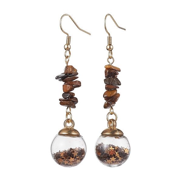 PandaHall Natural Tiger Eye Chips Dangle Earrings, Glass Wish Ball Drop Earrings, 66.5x16mm Tiger Eye Chip
PandaHall Natural Tiger Eye Chips Dangle Earrings, Glass Wish Ball Drop Earrings, 66.5x16mm Tiger Eye Chip
