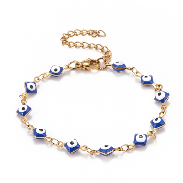 PandaHall Enamel Rhombus with Evil Eye Link Chains Bracelet, Vacuum Plating 304 Stainless Steel Jewelry for Women, Golden, Blue, 6-5/8 inch...
PandaHall Enamel Rhombus with Evil Eye Link Chains Bracelet, Vacuum Plating 304 Stainless Steel Jewelry for Women, Golden, Blue, 6-5/8 inch...